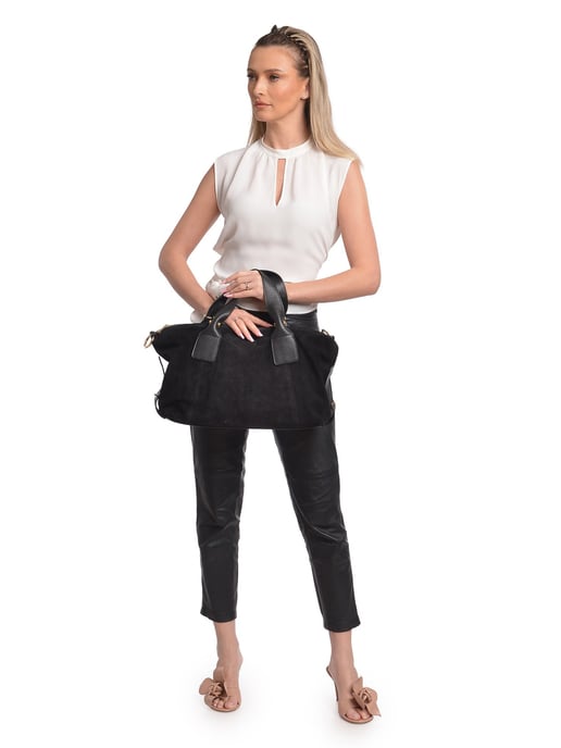 Anna Luchini Negro Bolso de cuero - Image 5