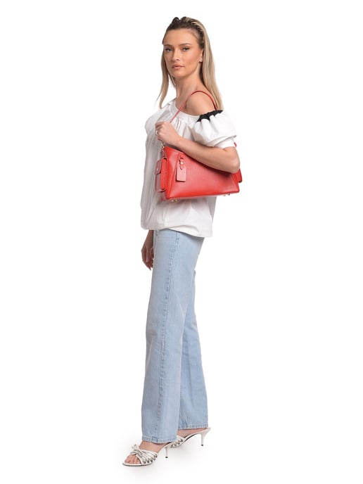 Anna Luchini Rojo Bolso de cuero - Image 5