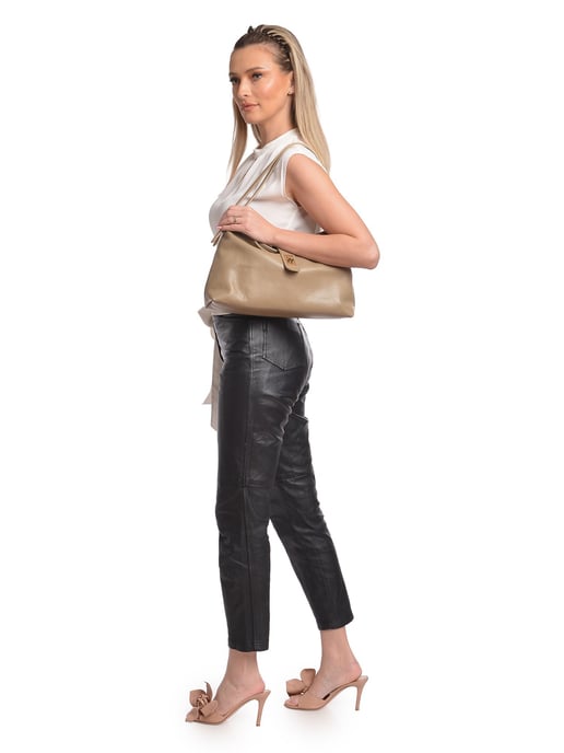 Anna Luchini Beige Bolso de cuero - Image 5