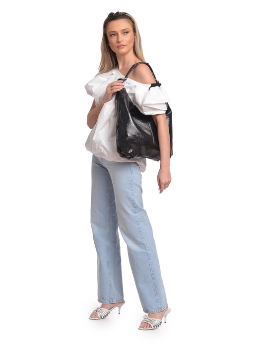 Anna Luchini Negro Bolso de cuero - Image 5