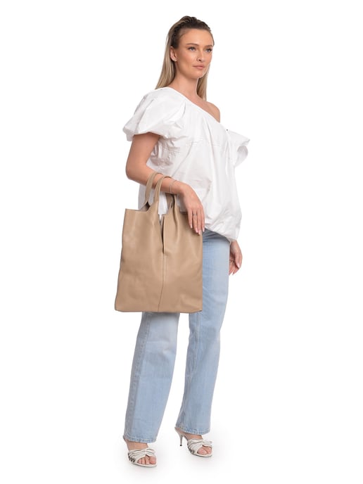 Anna Luchini Beige Bolso de cuero - Image 5