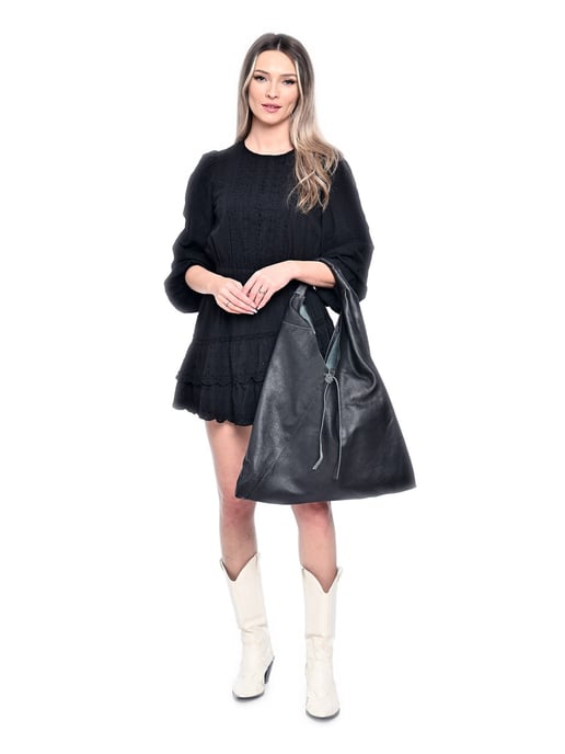 Anna Luchini Negro Bolso de cuero - Image 5