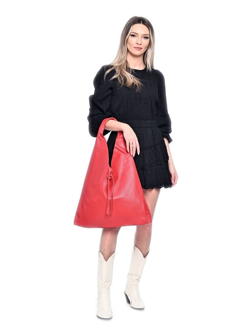 Anna Luchini Rojo Bolso de cuero - Image 5
