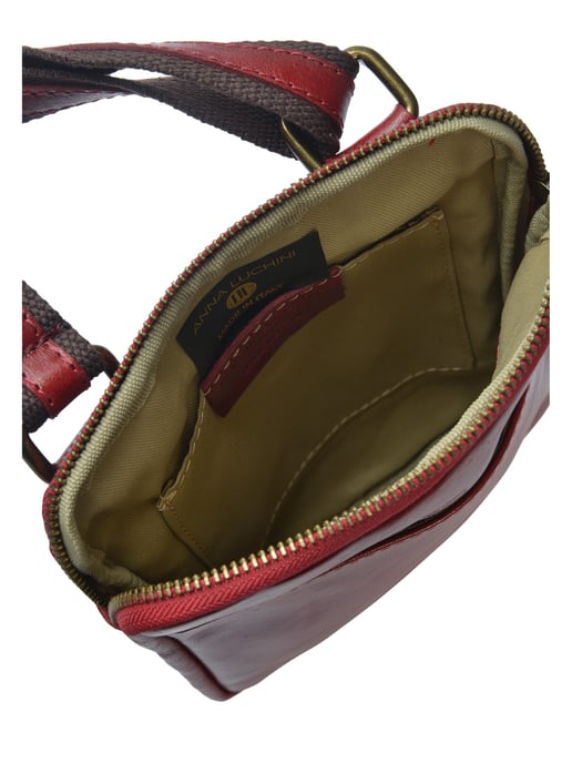 Anna Luchini Rojo Bolso de cuero - Image 4