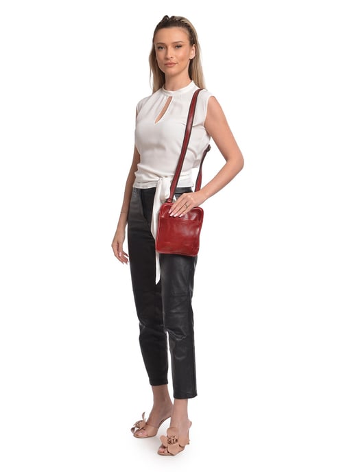 Anna Luchini Rojo Bolso de cuero - Image 5