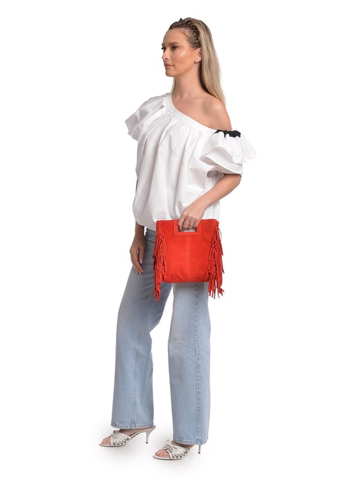 Anna Luchini Rojo Bolso de cuero - Image 5