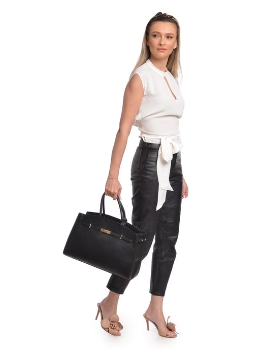 Anna Luchini Negro Bolso de cuero - Image 5