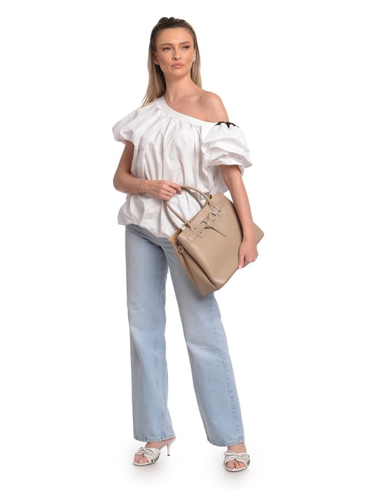 Anna Luchini Beige Bolso de cuero - Image 5