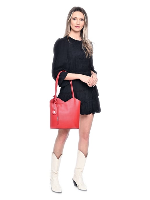 Anna Luchini Rojo Bolso de cuero - Image 5