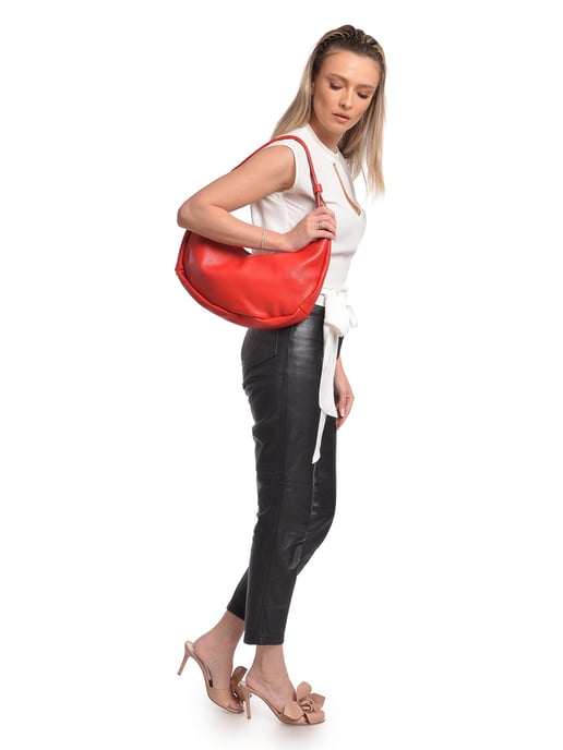 Anna Luchini Rojo Bolso de cuero - Image 5