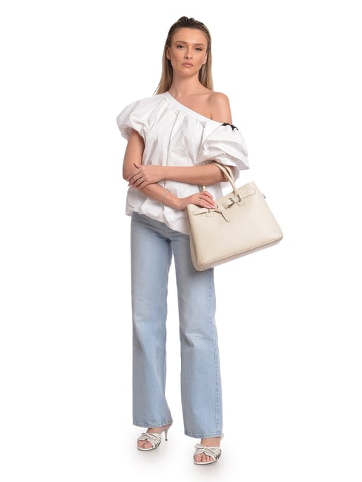 Anna Luchini Beige Bolso de cuero - Image 5