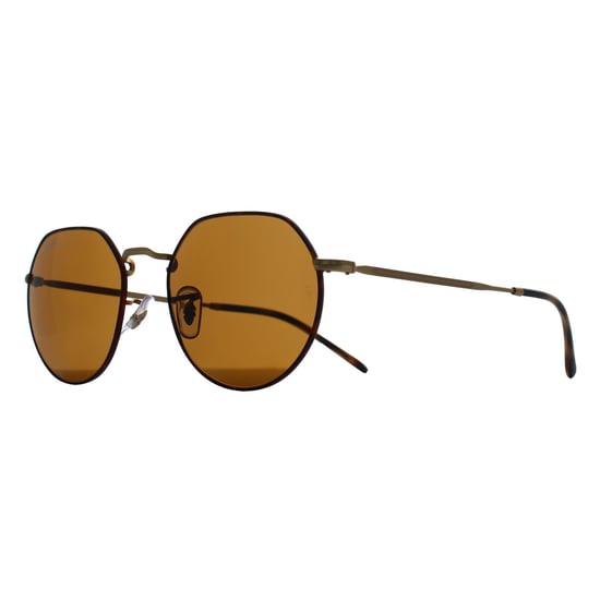 Ray-Ban Redondo Unisex Habana mate sobre mate Arista Oro Marrón RB3565 Jack - Image 2