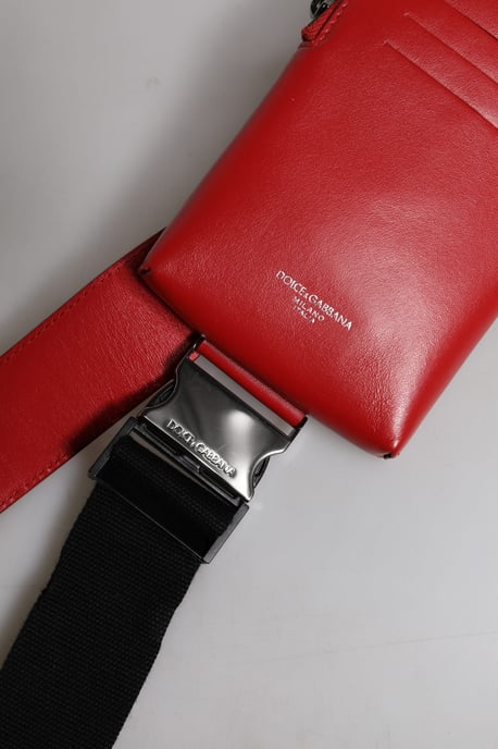 Bolso de Cintura con Logo de Piel de Ternera Roja Dolce & Gabbana - Image 5