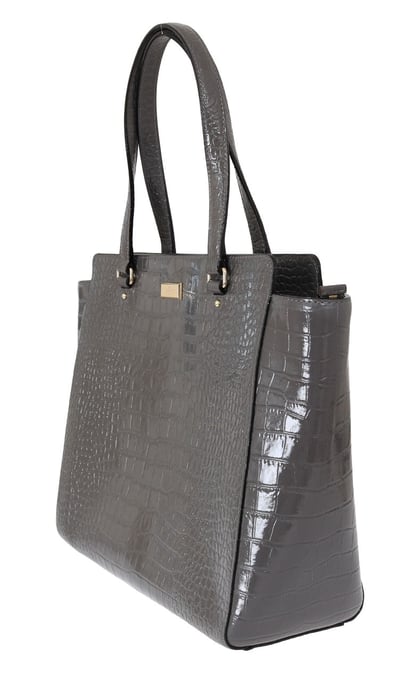 Bolso de Mano Elissa Bristol Drive de Cuero con Grabado de Cocodrilo Gris de Kate Spade - Image 3