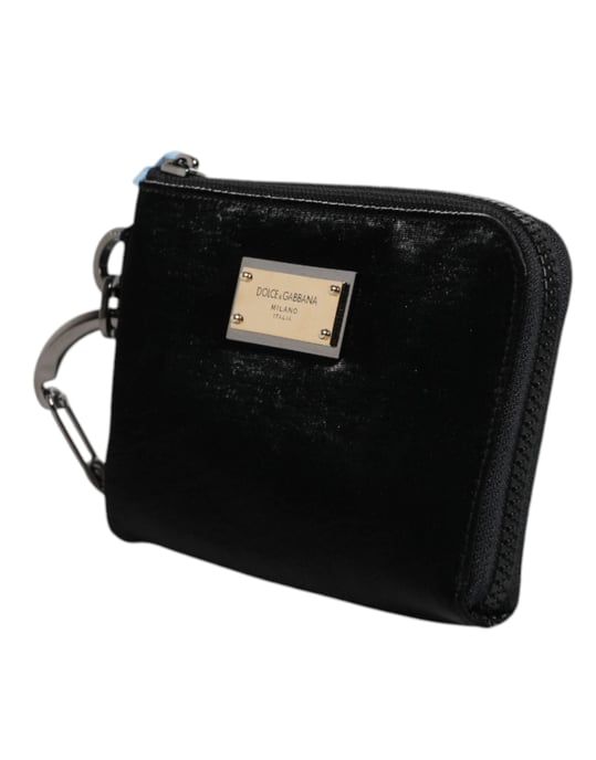 Bolso de mano con llavero de placa de logo de nylon negro de Dolce & Gabbana - Image 3