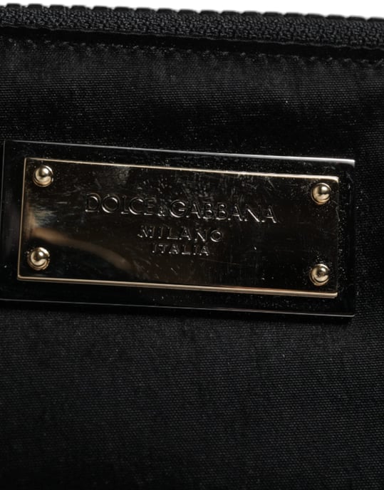 Bolso de mano con llavero de placa de logo de nylon negro de Dolce & Gabbana - Image 4