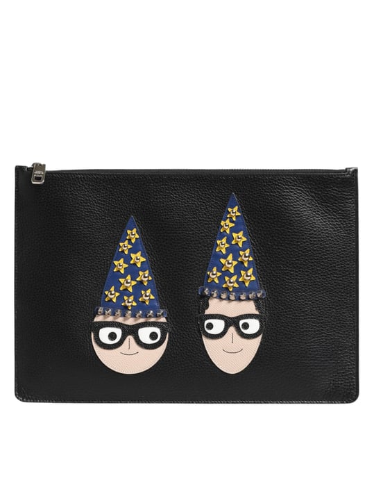 Bolso de mano decorado en cuero negro de Dolce & Gabbana #DGFAMILY para hombres - Image 2