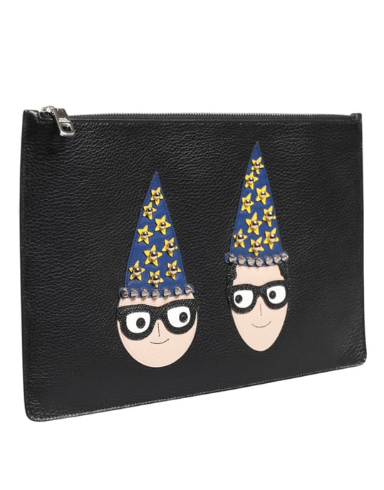 Bolso de mano decorado en cuero negro de Dolce & Gabbana #DGFAMILY para hombres - Image 3