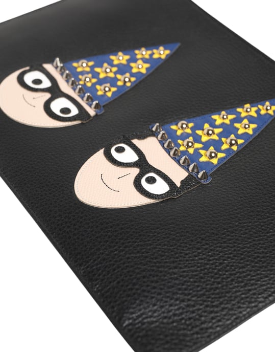 Bolso de mano decorado en cuero negro de Dolce & Gabbana #DGFAMILY para hombres - Image 5