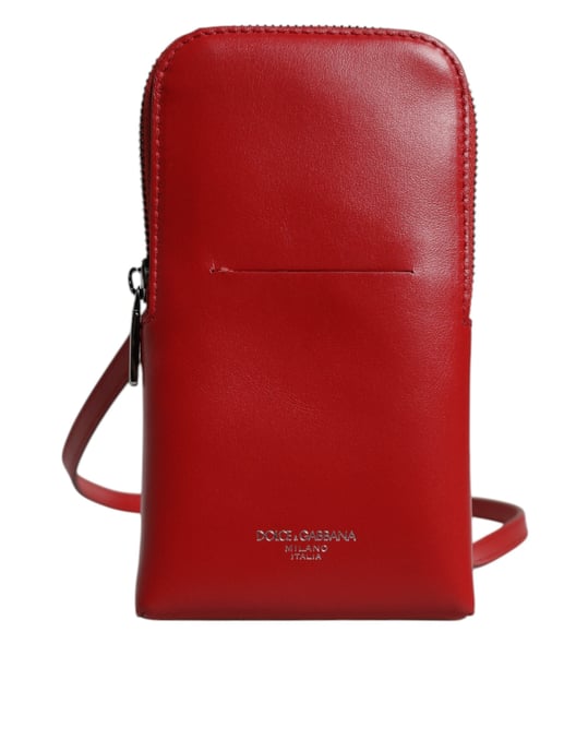 Bolso bandolero de cuero rojo Dolce & Gabbana con correa para el cuello. - Image 2