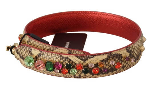 Correa de hombro de cuero exótico beige con cristales de Dolce & Gabbana - Image 2