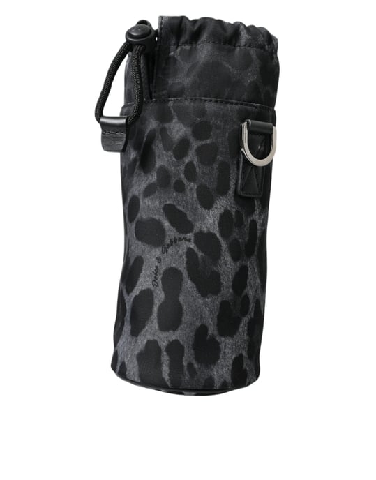 Bolso de mano redondo slim con jaula para botella de leopardo negro Dolce & Gabbana - Image 1