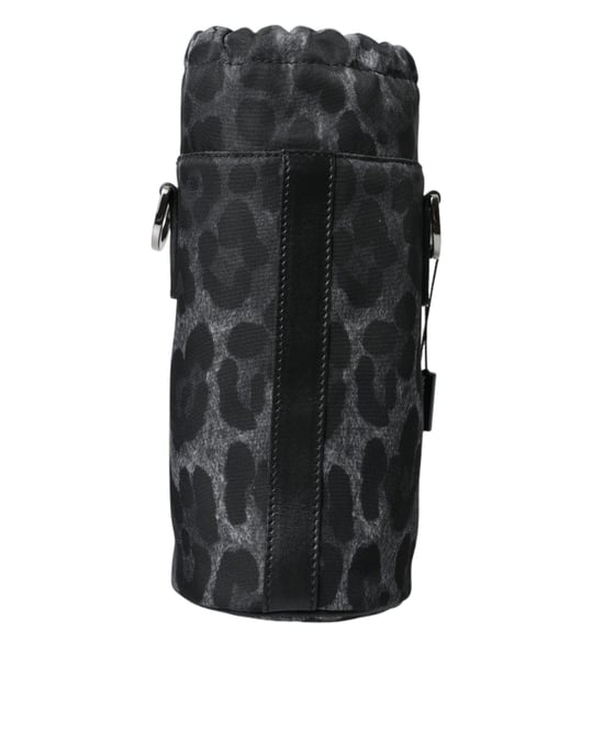 Bolso de mano redondo slim con jaula para botella de leopardo negro Dolce & Gabbana - Image 2