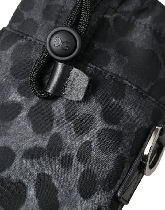 Bolso de mano redondo slim con jaula para botella de leopardo negro Dolce & Gabbana - Image 5