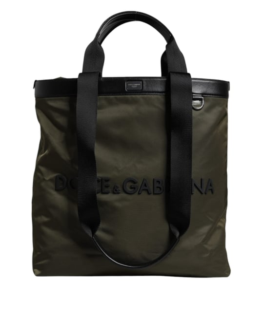 Bolso Tote de Nylon Verde Militar con Asa de Hombro Dolce & Gabbana - Image 3