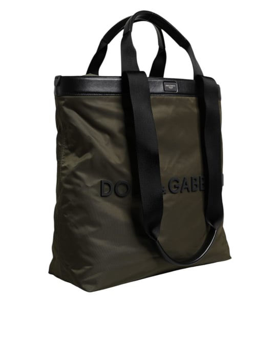 Bolso Tote de Nylon Verde Militar con Asa de Hombro Dolce & Gabbana - Image 4