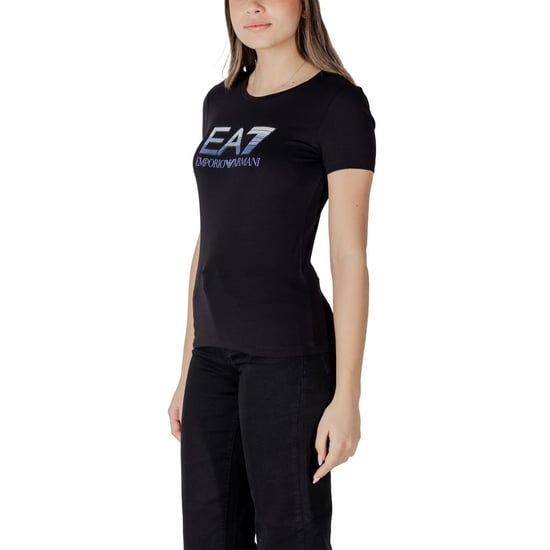 Camiseta de algodón negra EA7 Emporio Armani - Image 3