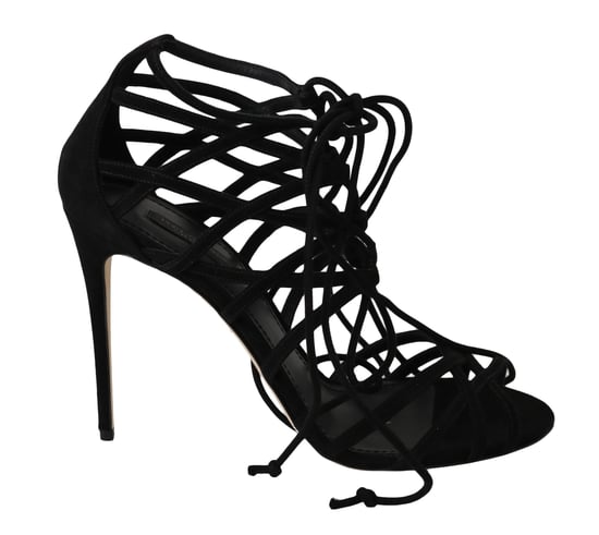 Sandalias de tacón stilettos de ante negro de Dolce & Gabbana - Image 1