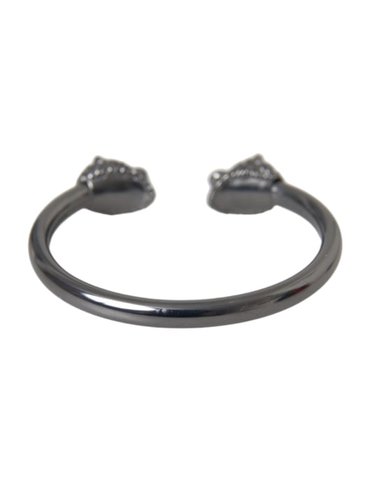 Pulsera de puño con cabeza de león en tono gunmetal - Image 2