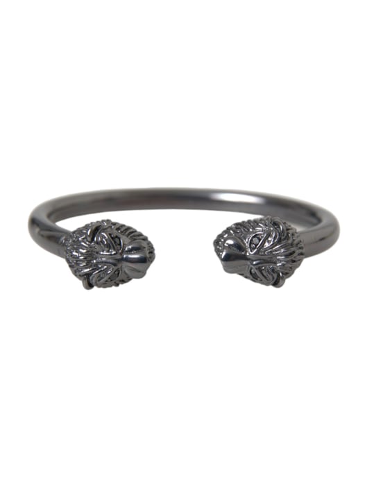 Pulsera de puño con cabeza de león en tono gunmetal - Image 3