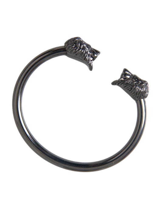 Pulsera de puño con cabeza de león en tono gunmetal - Image 4