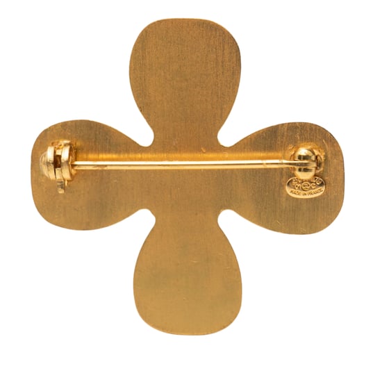 Broche de trébol chapado en oro con cristales de imitación de segunda mano - Image 3