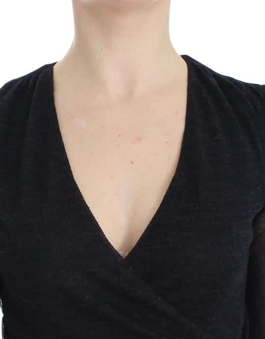 Top de punto de cuello en V de manga larga - Image 5