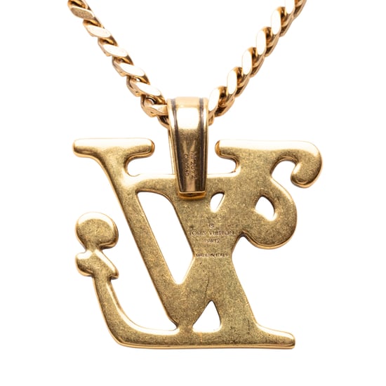Collar de colgante cuadrado con logo de Nigo en oro dorado de segunda mano - Image 3