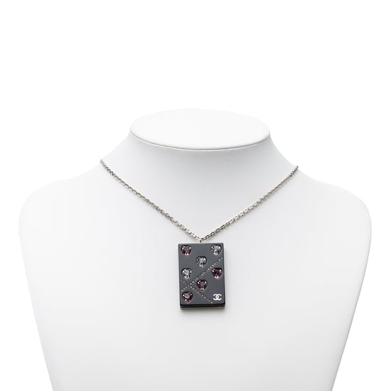 Collar de colgante de corazones de resina y rhinestones de segunda mano - Image 1