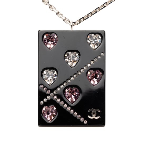 Collar de colgante de corazones de resina y rhinestones de segunda mano - Image 2