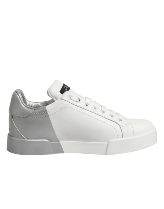 Zapatillas de cuero bajas blancas y grises Dolce & Gabbana - Image 1