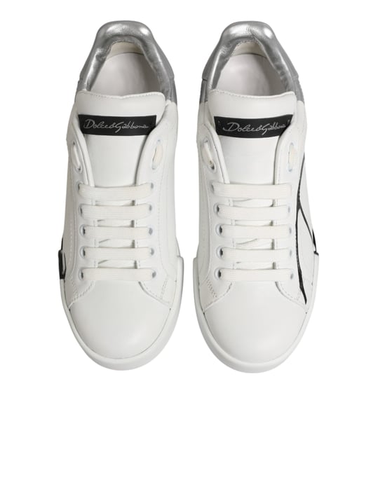 Zapatillas de cuero bajas blancas y grises Dolce & Gabbana - Image 4