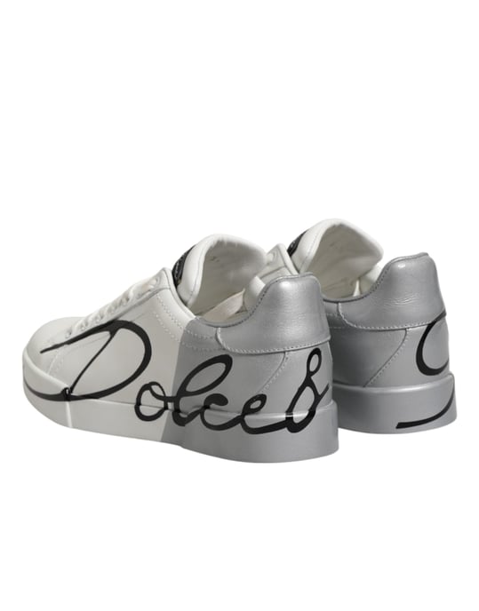 Zapatillas de cuero bajas blancas y grises Dolce & Gabbana - Image 6