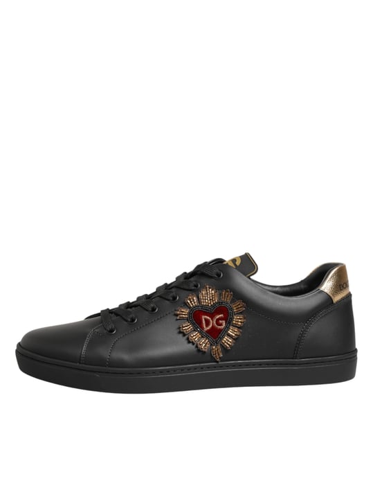 Zapatillas de piel negra adornadas con corazón de Dolce & Gabbana - Image 1