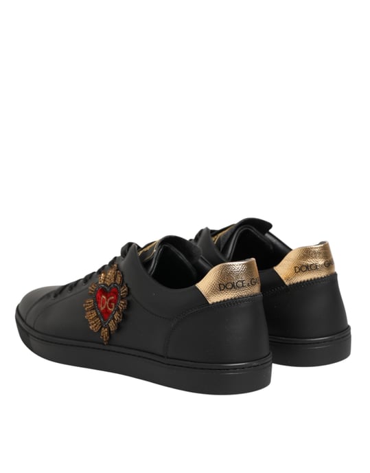 Zapatillas de piel negra adornadas con corazón de Dolce & Gabbana - Image 5