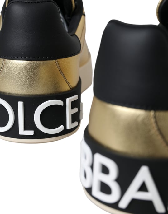 Zapatillas de Cuero de Vitela Dolce & Gabbana Gold Portofino para Mujer - Image 5