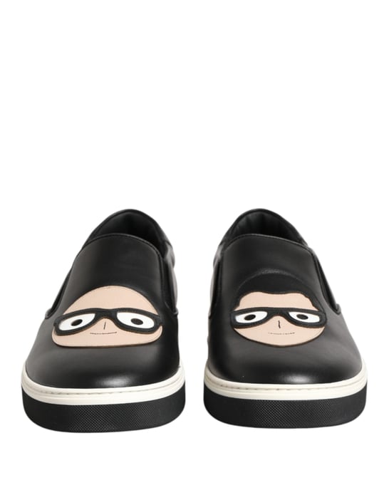 Zapatillas de Cuero Negros con Figuras Firmadas de Dolce & Gabbana - Image 3