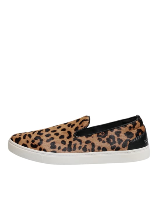 Zapatillas de piel de ternera marrón con pelo de leopardo de Dolce & Gabbana - Image 6