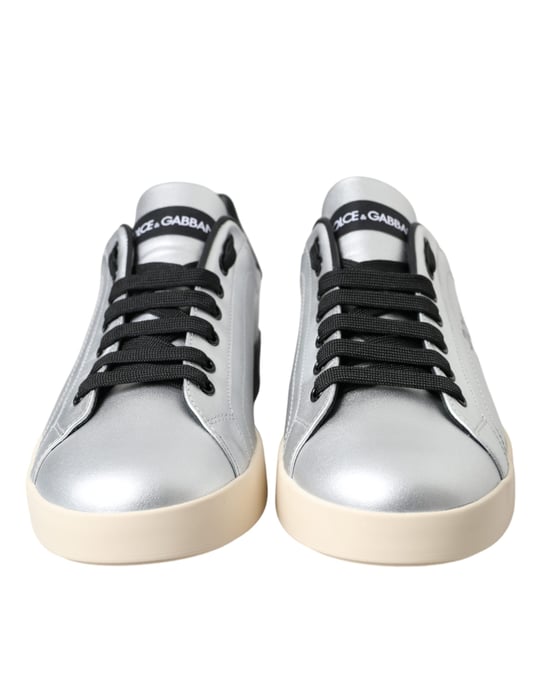 Zapatillas para hombre Dolce & Gabbana Silver Portofino de cuero de ternera - Image 2