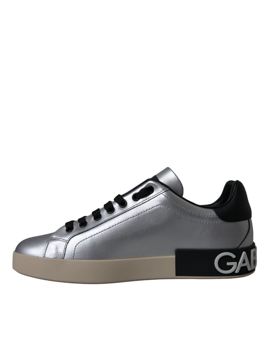 Zapatillas para hombre Dolce & Gabbana Silver Portofino de cuero de ternera - Image 6